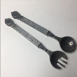 Vintage metal salad spoon and fork